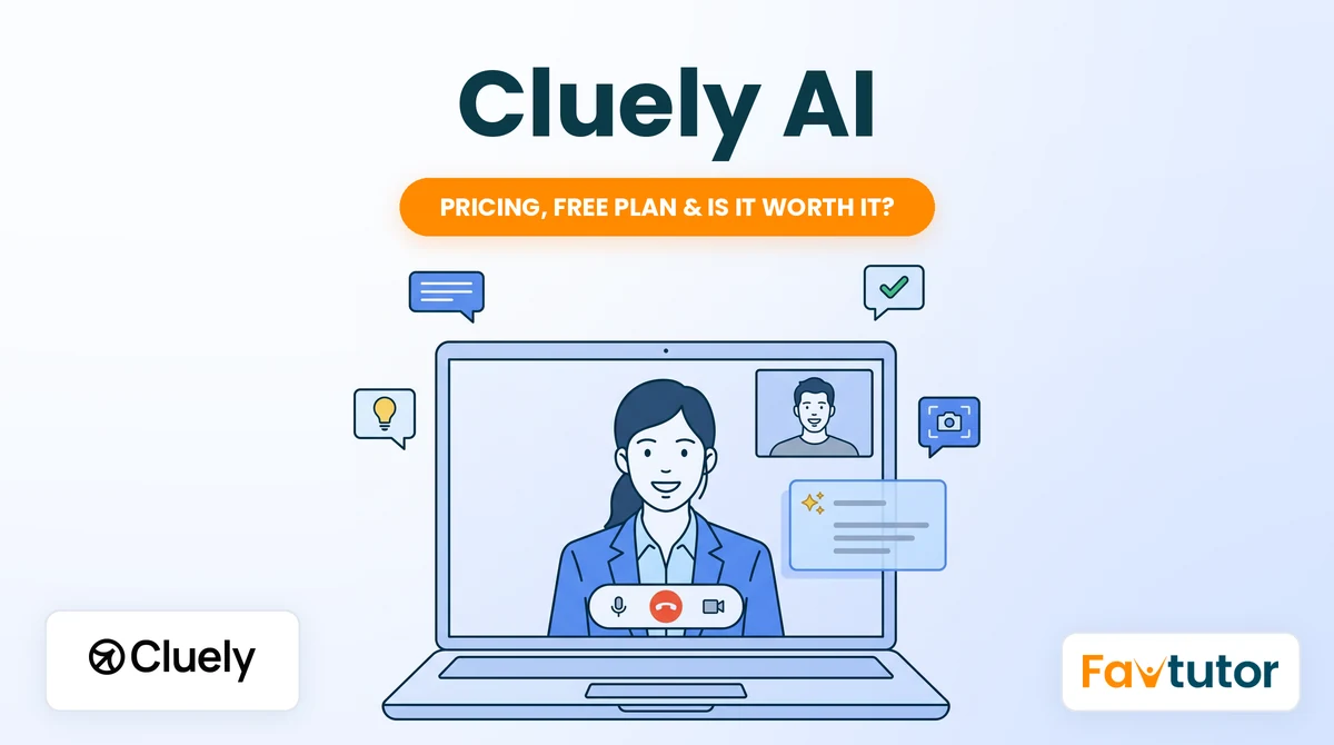 Cluely AI: pricing, free plan and is it worth it, with the Cluely and FavTutor logos